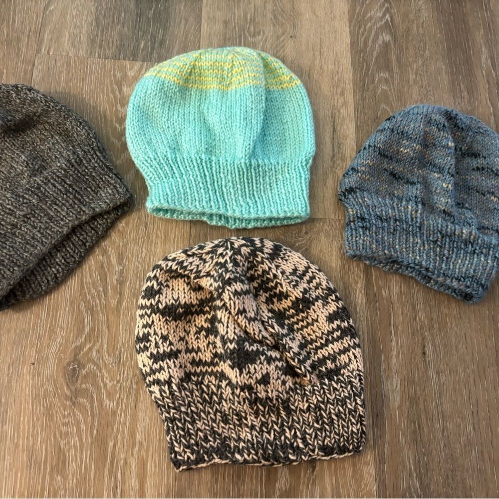 4 Handmade/ Knitted Colorful Knitted Beanie Set
